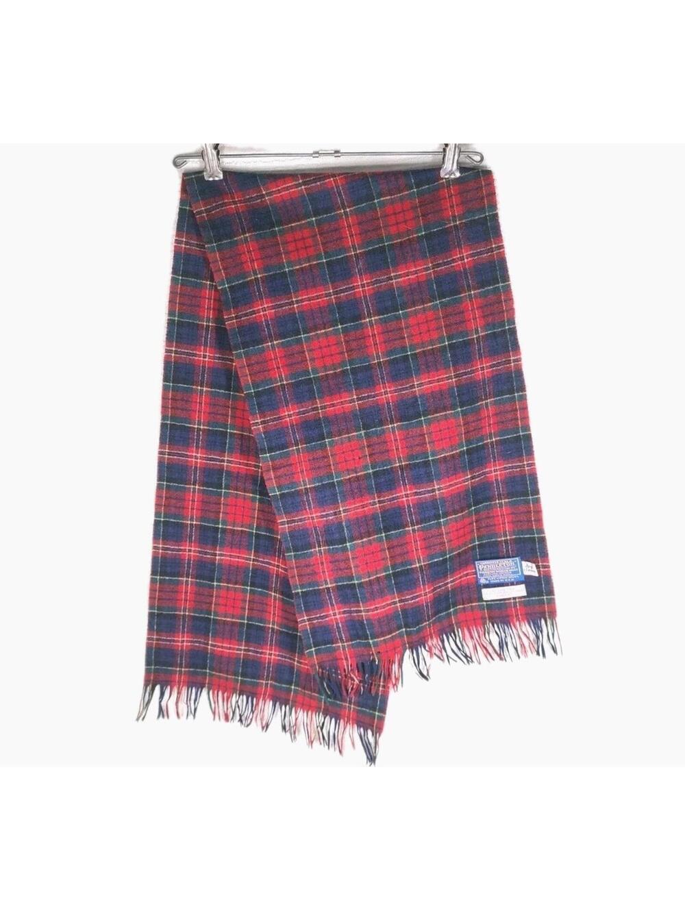 Vtg Pendleton Wool Plaid Scarf Authentic Macpherson Red Tartan 48x18 Retro 80s
